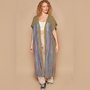 POL Women’s Striped Multicolor Kimono Top Size S